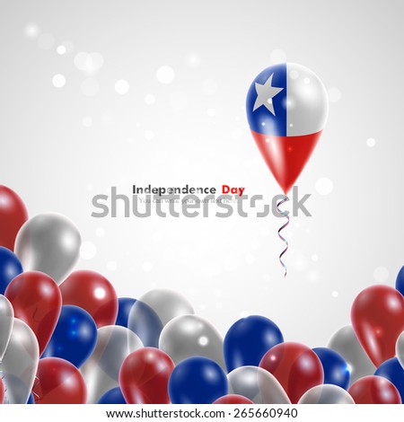 Flag of Chile on balloon. Celebration and gifts. Ribbon in the colors are twisted. Independence Day. Balloons on the feast of the national