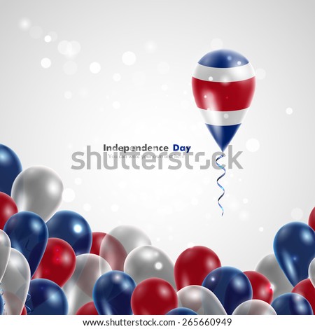 Flag of Costa Rica on balloon. Celebration and gifts. Ribbon in the colors are twisted. Independence Day. Balloons on the feast of the national