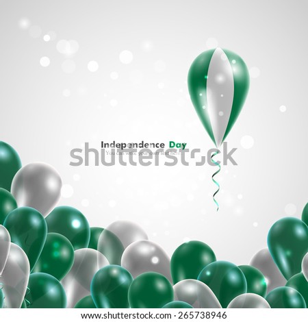 Flag of Nigeria on balloon. Celebration and gifts. Ribbon in the colors are twisted. Independence Day. Balloons on the feast of the national
