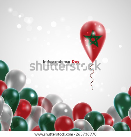 Flag of Morocco on balloon. Celebration and gifts. Ribbon in the colors are twisted. Independence Day. Balloons on the feast of the national