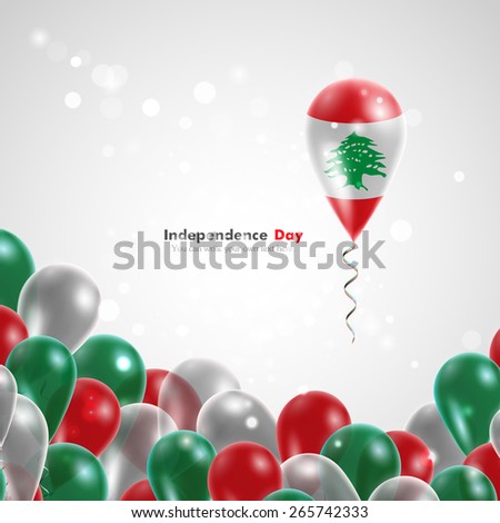 Flag of Lebanon on balloon. Celebration and gifts. Ribbon in the colors are twisted. Independence Day. Balloons on the feast of the national