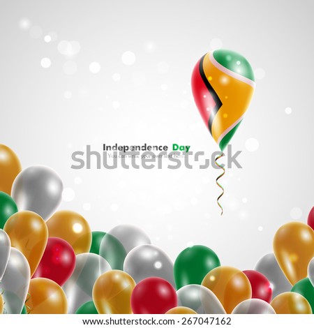 Flag of Guyana on balloon. Celebration and gifts. Balloons on the feast of the national day.