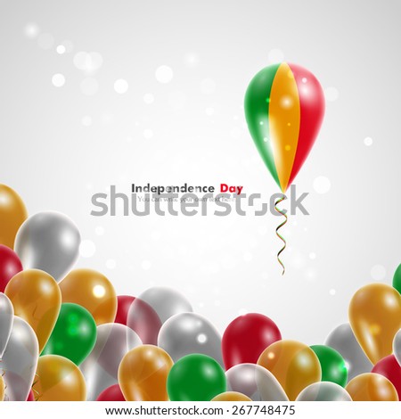 Flag of Mali on balloon. Celebration and gifts. Balloons on the feast of the national day.