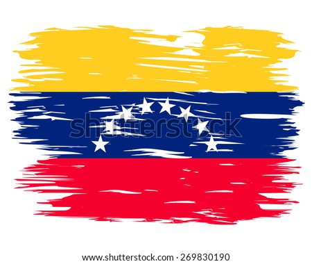 Flag of Venezuela. Painted brush colored inks. Symbol Independence Day National Patriotic Travel Country Background Grunge Paint Stock Vector Icon Logo Picture Image Illustration Political