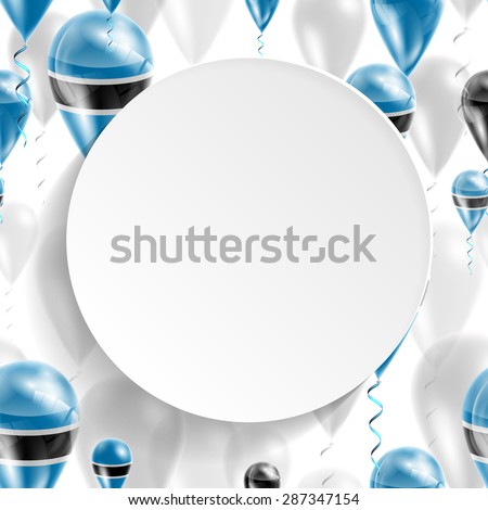 Vector seamless pattern with Flag of Botswana on balloon. Celebration and gifts. Paper circle with festive balloons on a white background. Independence Day