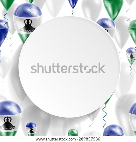 Vector seamless pattern with Flag of Lesotho on balloon. Celebration and gifts. Paper circle with festive balloons on a white background. Independence Day