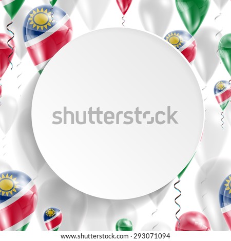 Vector air balloons festive pattern with Flag of Namibia. Celebration and gifts. Paper circle on white background. Independence Day