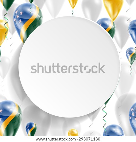 Vector air balloons festive pattern with Flag of Solomon Islands. Celebration and gifts. Paper circle on white background. Independence Day.