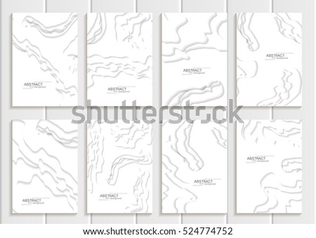 Stock vector set of brochures in abstract style. Design business templates with round, uneven light shapes on white backgrounds for printed materials, elements, web sites, cards, covers, wallpaper