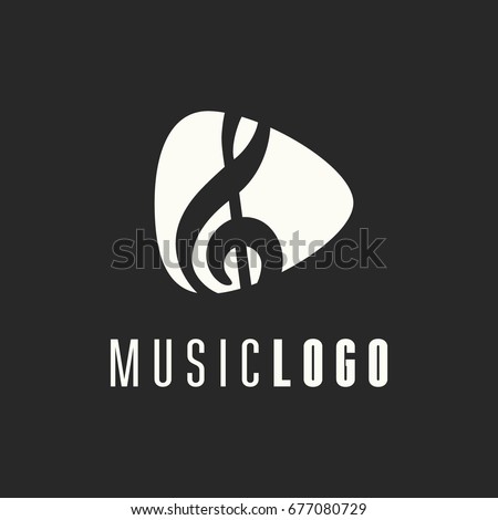 Music logo vector. Musical key note template logo for a recording company or school. Clef logo template.