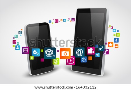 Colorful application icon with smart phone 