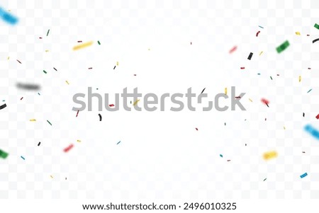 Abstract colorful confetti banner, isolated on transparent background