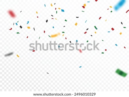 Abstract colorful confetti banner, isolated on transparent background