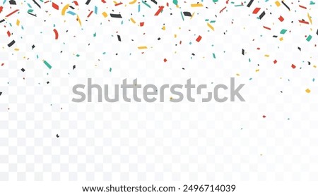 Abstract colorful confetti banner, isolated on transparent background