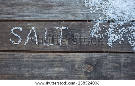 word salt written with sea salt crystals