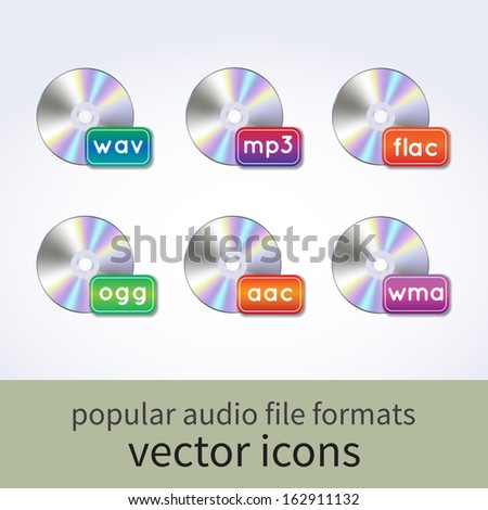 vector icons: popular audio file formats