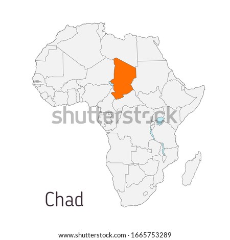 Vector illustration: Map of Africa with state borders. Chad