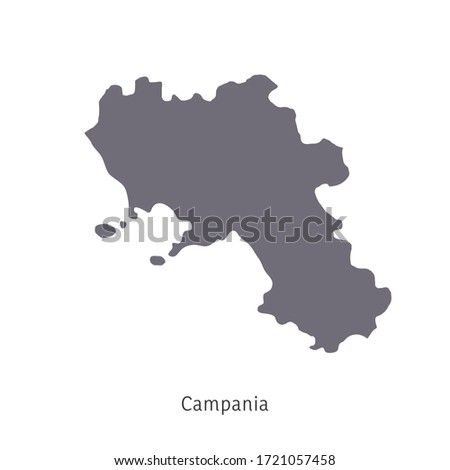 Vector illustration: map of Italy. Silhouette and contour of Italy. Campania Region Foto d'archivio © 