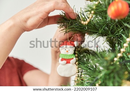 Similar – Image, Stock Photo Crop woman hanging up telephone