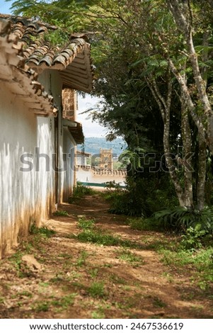 Image, Stock Photo Passage between small town houses in summer