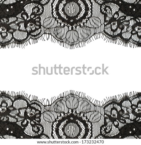 Black lace edges on white background