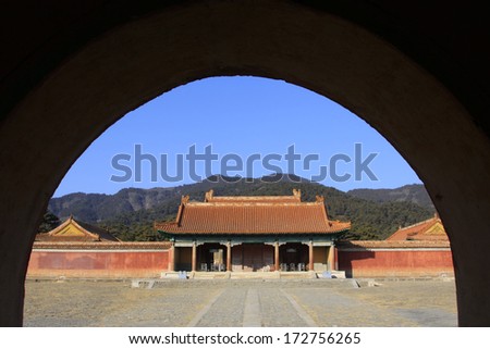 Ancient Chinese traditional style of buildings landscape, in the Eastern Tombs of the Qing Dynasty, on december 15, 2013, ZunHua, hebei province, China.