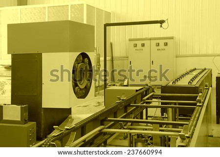Machinery and equipment in the workshop, in a solar equipment manufacturing enterprises on december 22, 2013, tangshan, china.
