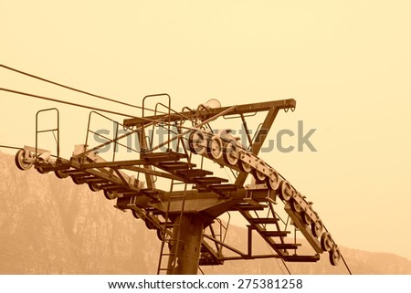 Funicular transmission device in the stone forest gorge scenic area, beijing, china