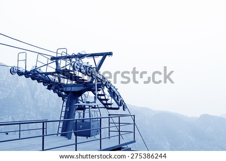 Funicular transmission device in the stone forest gorge scenic area, beijing, china