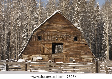 Abandoned barn shoot in the winter in Alberta.