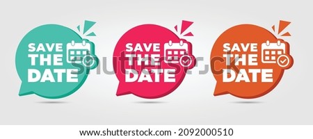 Save the date bundle. Flat vector illustration with calendar icon on white background