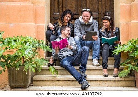 Happy Friends during a University Break