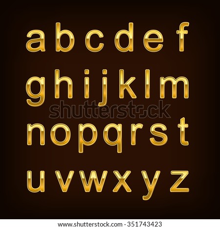 Gold Lowercase Alphabet Stock Vector 351743423 : Shutterstock