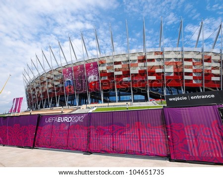 WARSAW, POLAND - JUNE 8: Warsaw National Stadium in Warsaw, Poland on June 8, 2012. The National Stadium will host the opening match of the UEFA Euro 2012.