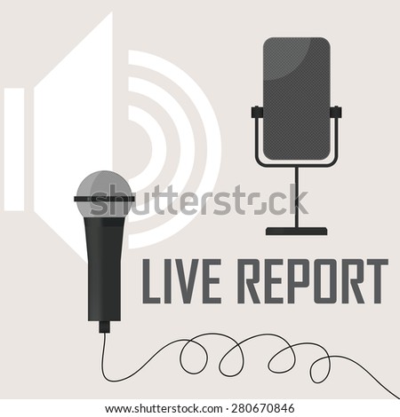 raster illustration of a live report from the microphone in the air