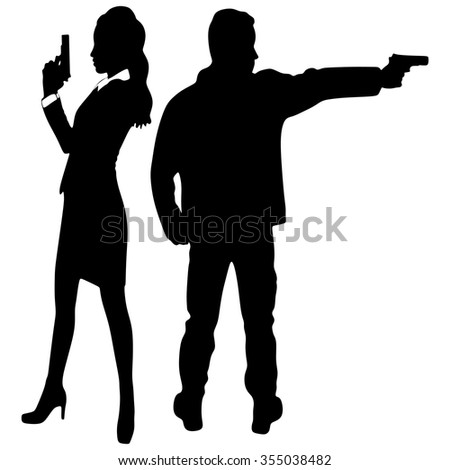 Young Couple With Handguns, Vector - 355038482 : Shutterstock