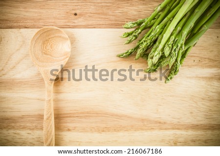 Close up asparagus on wood vintage, food