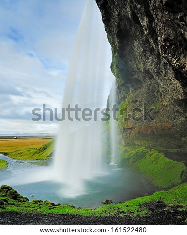 Seljalandsfoss, Beautiful waterfall in Southern Iceland near Eyjafjallajokull glacier