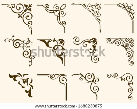 Set Of decorative Vector Corner Framers Isolated On A White Background.