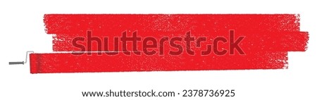 Vector Red Roller Painting With Grunge Texture Illustration Isolated On A White Background.