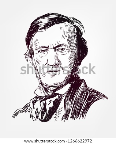 Richard Wagner famous vector sketch portrait