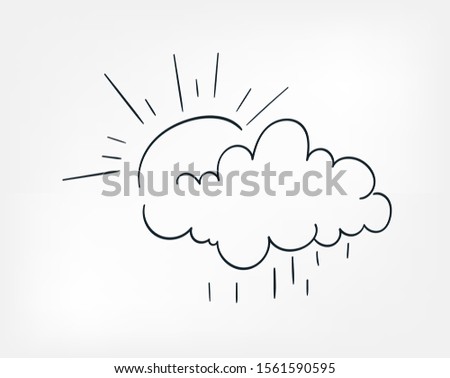 sun cloud line art doodle vector symbol sign concept 