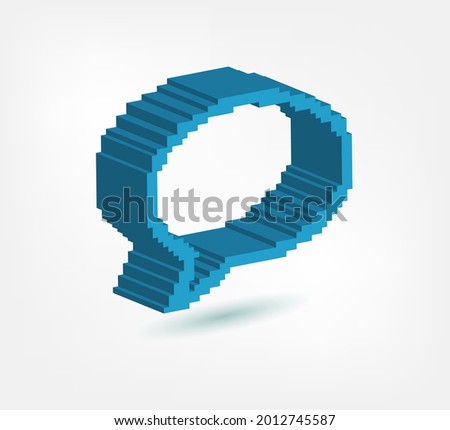 message cloud speech bubble 3d vector pixel logo