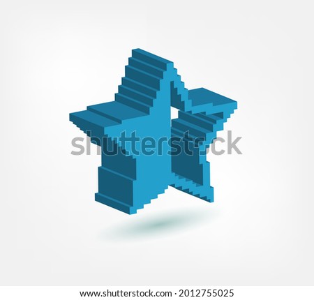star half empty 3d vector pixel logo