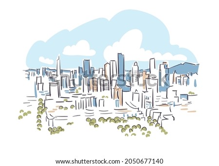 Nanjing JS Jiangsu province China vector sketch city illustration line art sketch