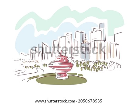 Qingdao Shandong province China vector sketch city illustration line art sketch