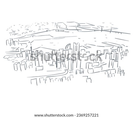 Yokohama Kanagawa Japan vector sketch city illustration line art sketch