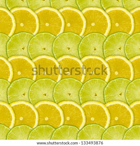 Abstract background with citrus-fruits slices of lemon and lime