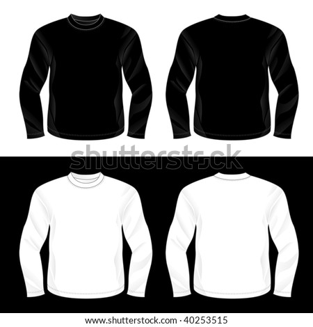 Silkscreen Series. Black And White Realistic Blank Long Sleeve T-Shirt ...