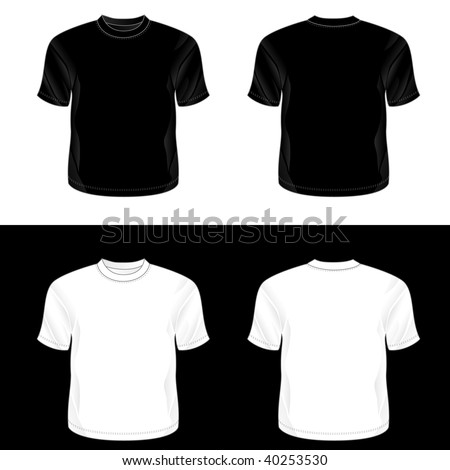 Silkscreen Series. Black And White Realistic Blank Round Neck T-Shirt ...